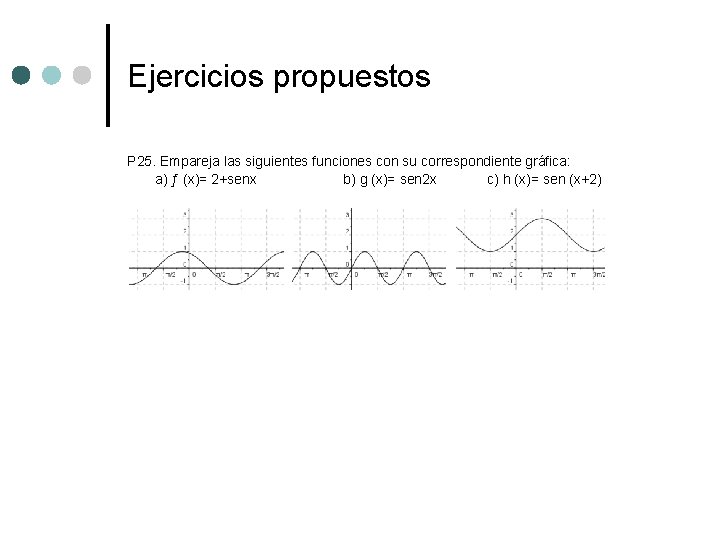 Ejercicios propuestos P 25. Empareja las siguientes funciones con su correspondiente gráfica: a) ƒ