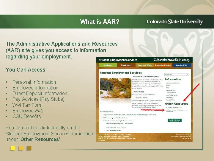 What is AAR? The Administrative Applications and Resources (AAR) site gives you access to