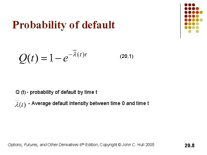 Probability of default (20. 1) Q (t) - probability of default by time t