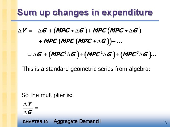 Sum up changes in expenditure CHAPTER 10 Aggregate Demand I 13 