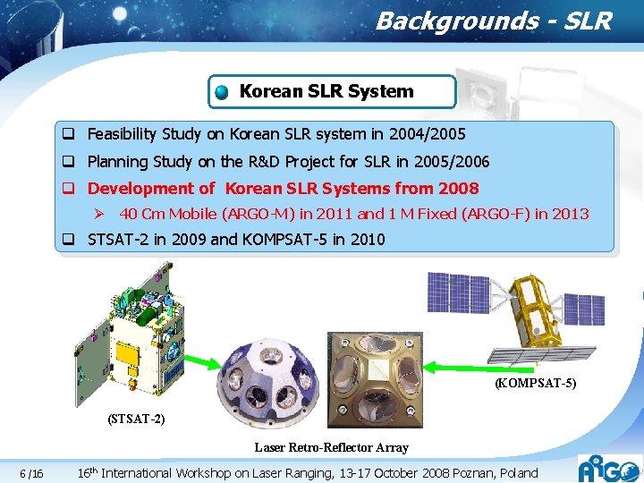 Backgrounds - SLR Korean SLR System q Feasibility Study on Korean SLR system in Backgrounds - SLR Korean SLR System q Feasibility Study on Korean SLR system in