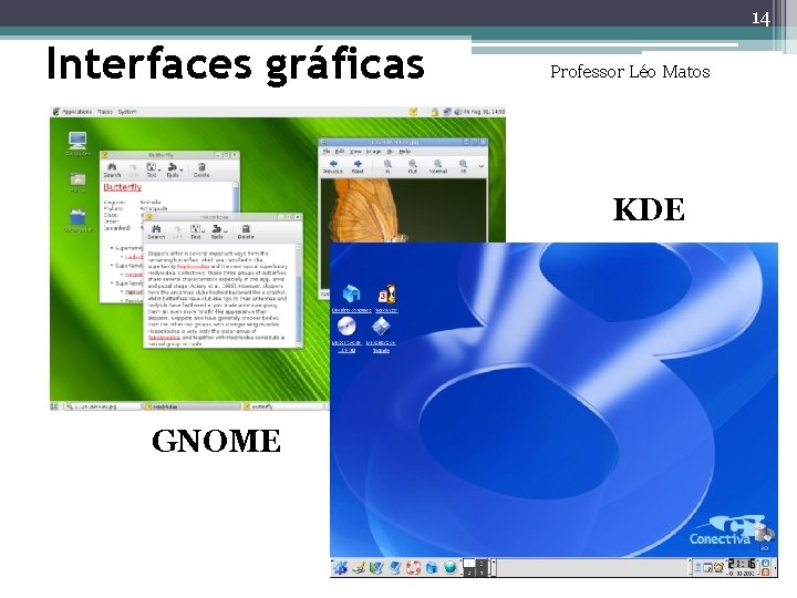 14 Interfaces gráficas Professor Léo Matos KDE GNOME 14 Interfaces gráficas Professor Léo Matos KDE GNOME