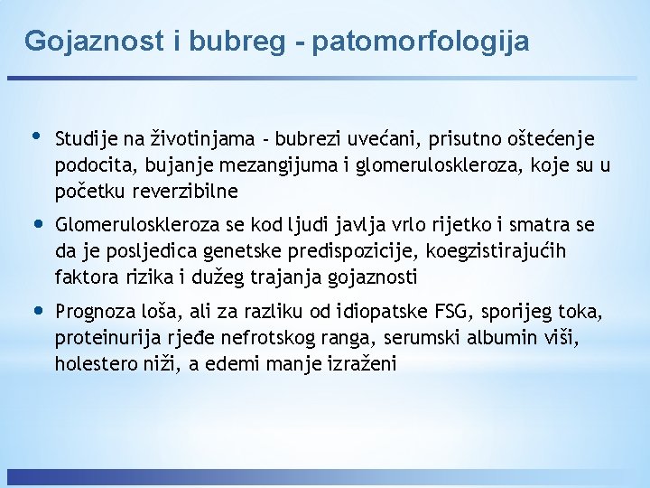 Gojaznost i bubreg - patomorfologija • Studije na životinjama - bubrezi uvećani, prisutno oštećenje