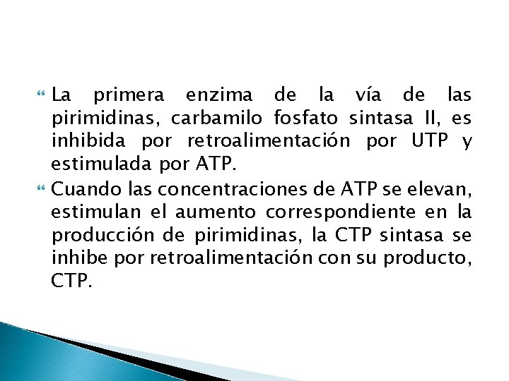  La primera enzima de la vía de las pirimidinas, carbamilo fosfato sintasa II,