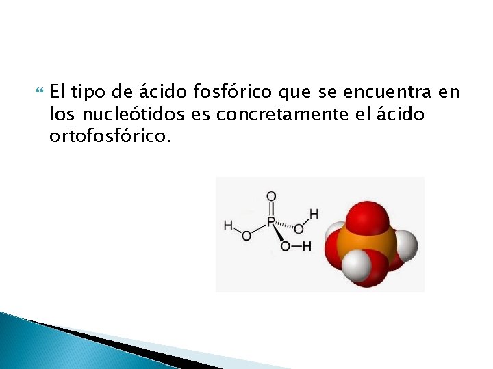  El tipo de ácido fosfórico que se encuentra en los nucleótidos es concretamente