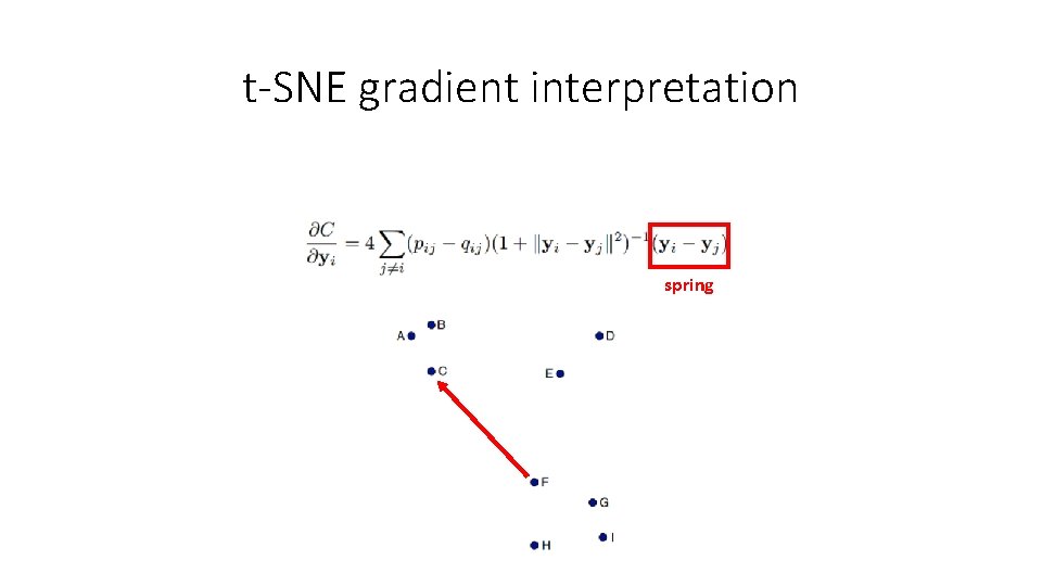 t-SNE gradient interpretation spring 