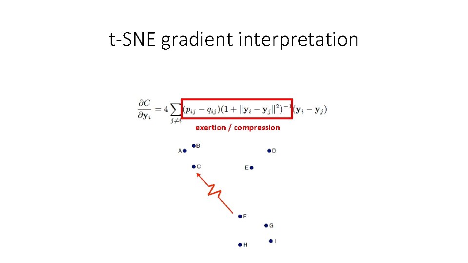 t-SNE gradient interpretation exertion / compression 