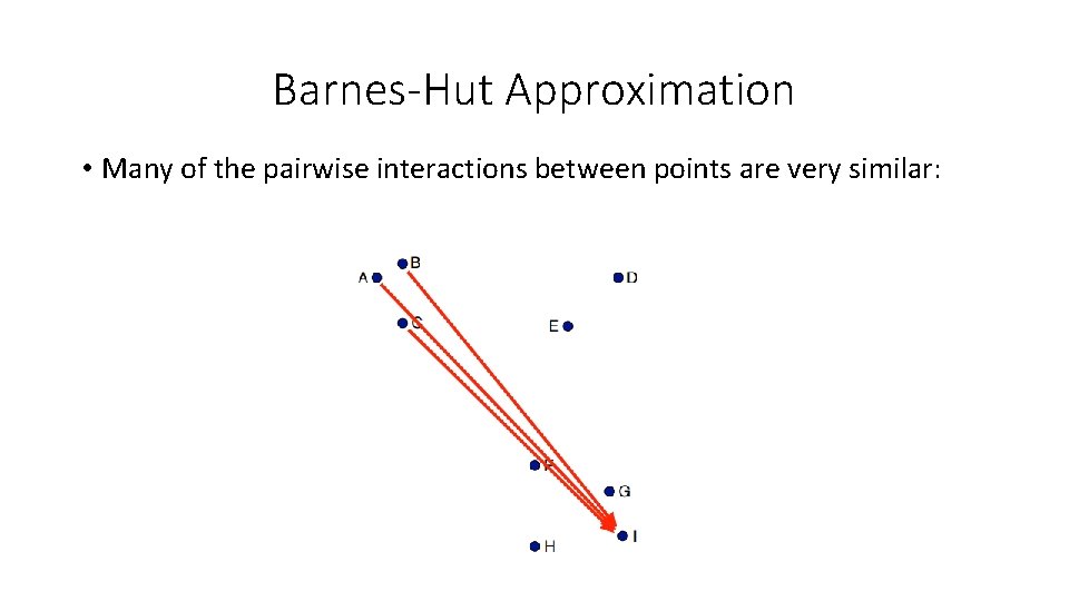 Barnes-Hut Approximation • Many of the pairwise interactions between points are very similar: 