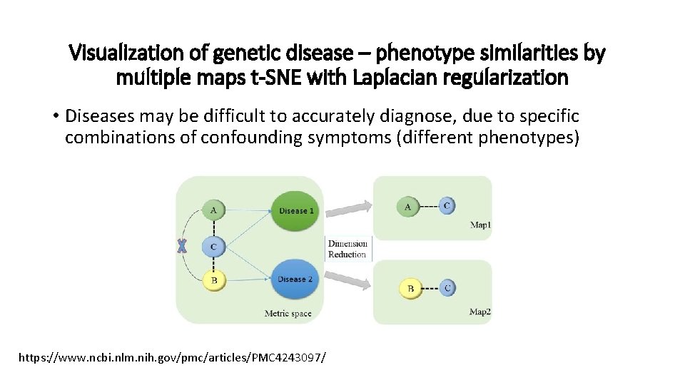 Visualization of genetic disease – phenotype similarities by multiple maps t-SNE with Laplacian regularization