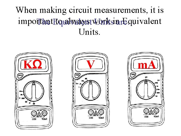 When making circuit measurements, it is important to always work Equivalent The Equivalent Unitsinare…