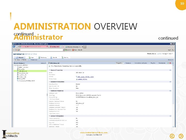 10 ADMINISTRATION OVERVIEW continued Administrator continued www. Innovative. Architects. com Company Confidential 