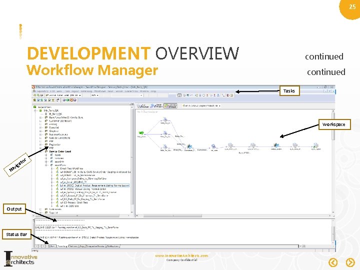 25 DEVELOPMENT OVERVIEW continued Workflow Manager continued Tasks Workspace a vig a N r