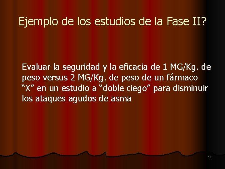 Ejemplo de los estudios de la Fase II? Evaluar la seguridad y la eficacia