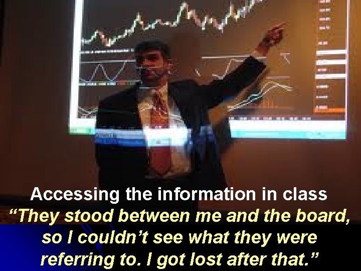 Accessing the information in class “They stood between me and the board, so I