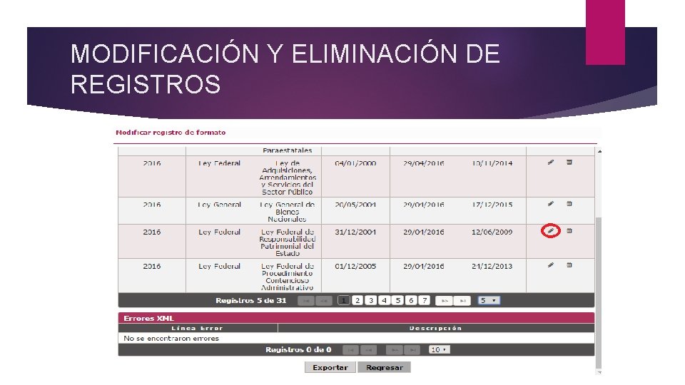 MODIFICACIÓN Y ELIMINACIÓN DE REGISTROS 