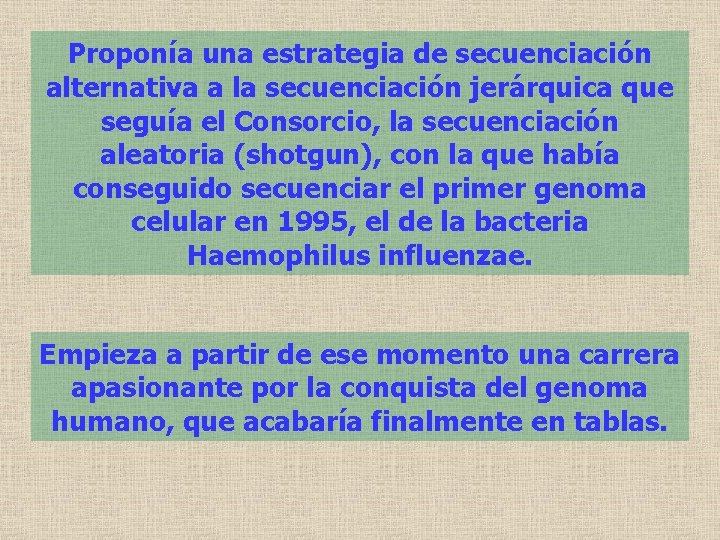 Proponía una estrategia de secuenciación alternativa a la secuenciación jerárquica que seguía el Consorcio,