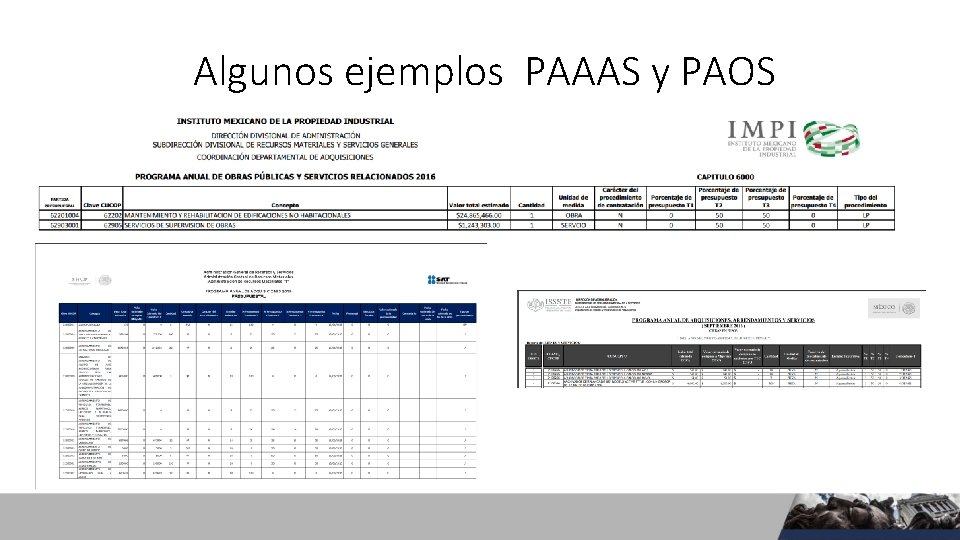 Algunos ejemplos PAAAS y PAOS 