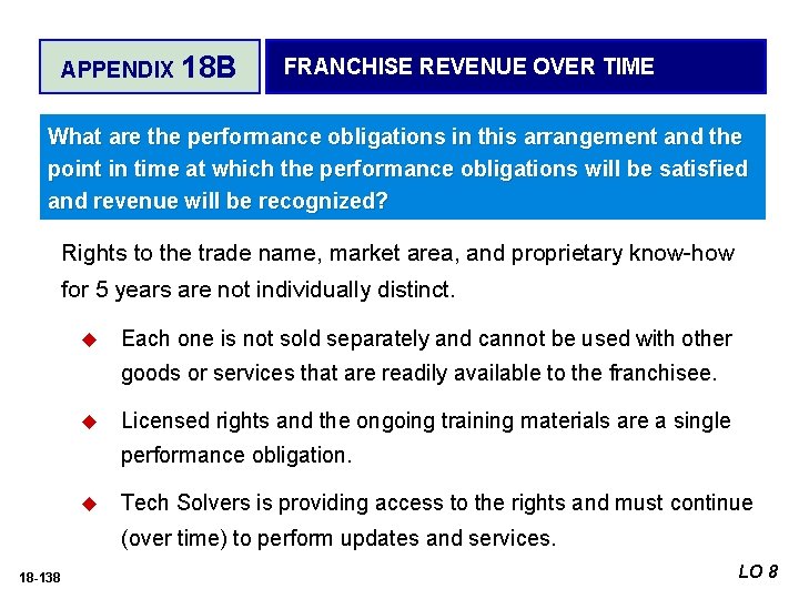 APPENDIX 18 B FRANCHISE REVENUE OVER TIME What are the performance obligations in this