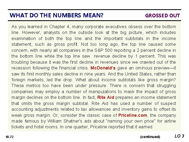 WHAT DO THE NUMBERS MEAN? WHAT’S YOUR GROSSED OUT PRINCIPLE As you learned in