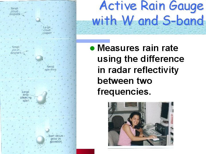 Active Rain Gauge with W and S-band l Measures rain rate using the difference