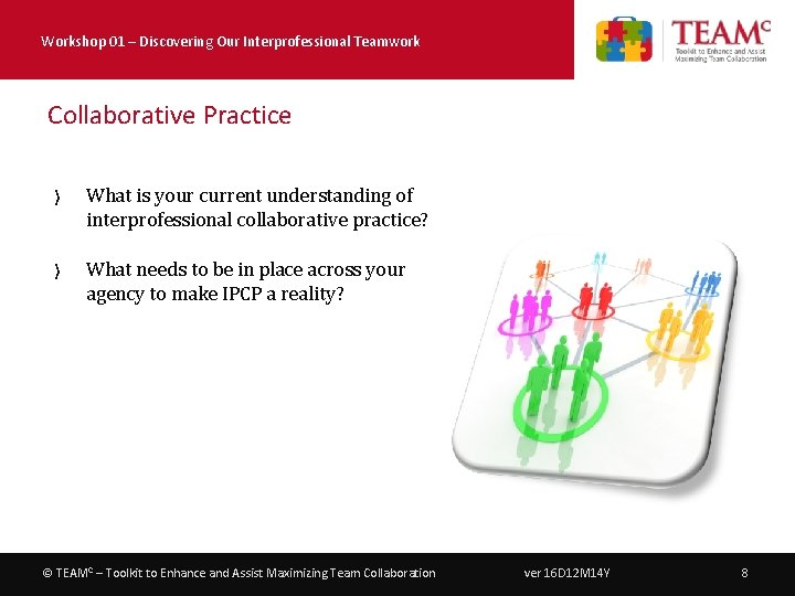 Workshop 01 – Discovering Our Interprofessional Teamwork Collaborative Practice 〉 What is your current