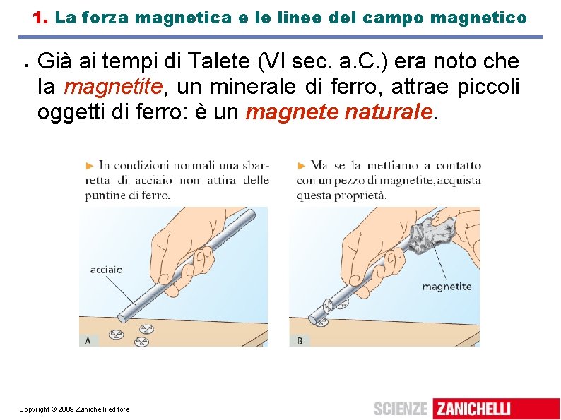 1. La forza magnetica e le linee del campo magnetico Già ai tempi di