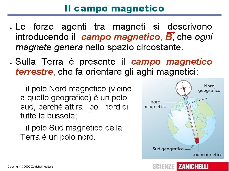 Il campo magnetico Le forze agenti tra magneti si descrivono introducendo il campo magnetico,