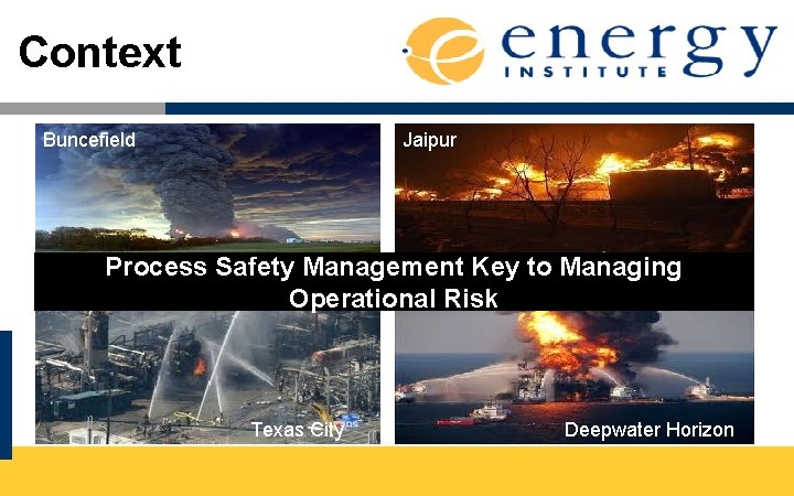 Context Buncefield Jaipur Process Safety Management Key to Managing Operational Risk Texas City Deepwater