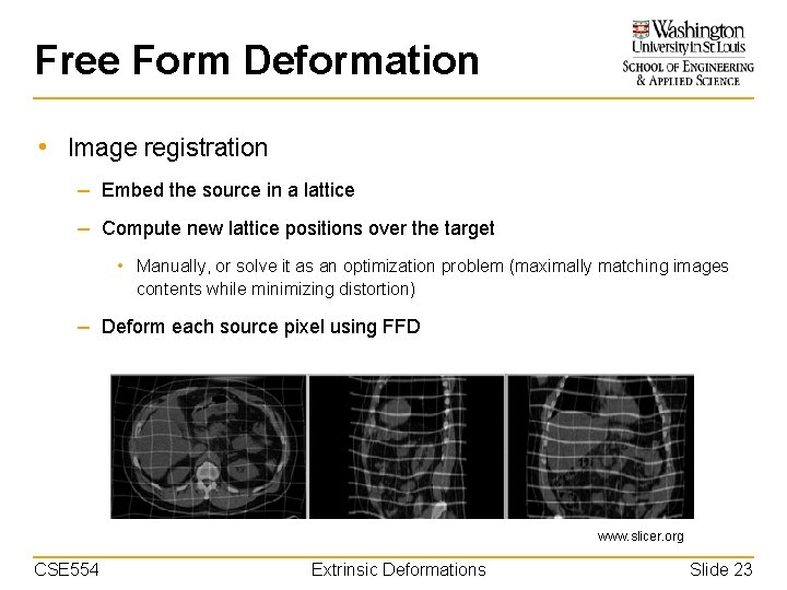 Free Form Deformation • Image registration – Embed the source in a lattice –