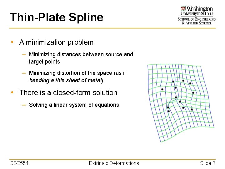 Thin-Plate Spline • A minimization problem – Minimizing distances between source and target points