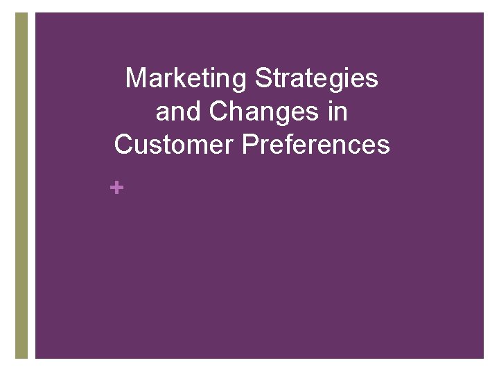 Marketing Strategies and Changes in Customer Preferences + 