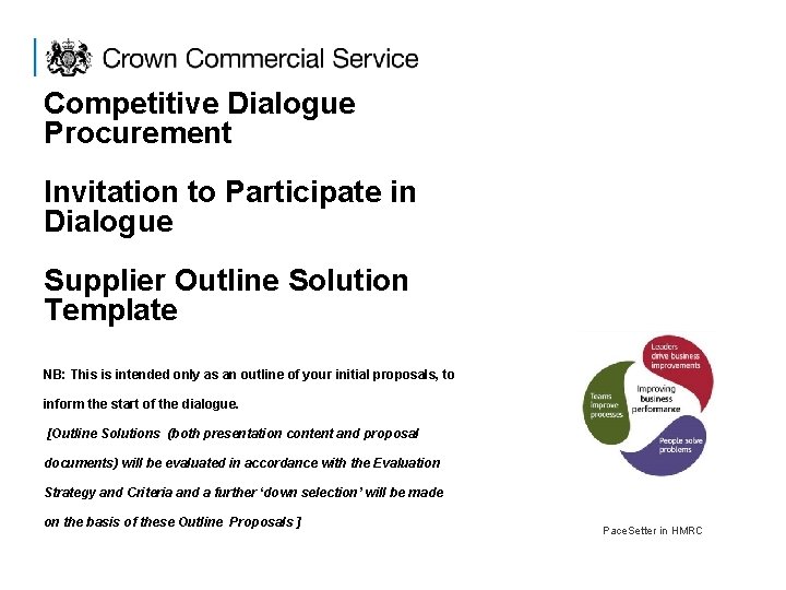 Competitive Dialogue Procurement Invitation to Participate in Dialogue Supplier Outline Solution Template NB: This