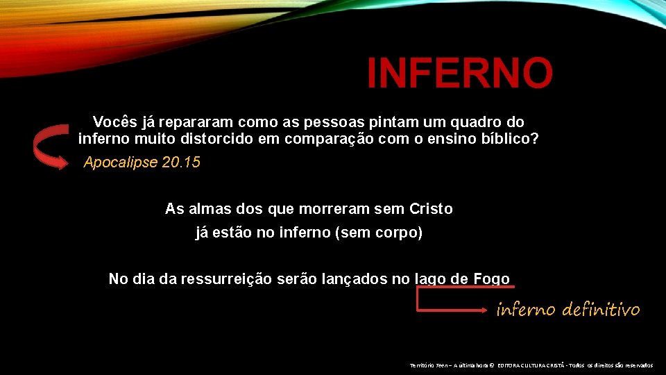 INFERNO Vocês já repararam como as pessoas pintam um quadro do inferno muito distorcido