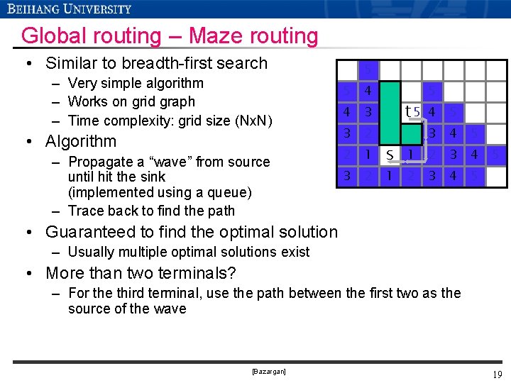 Global routing – Maze routing • Similar to breadth-first search – Very simple algorithm Global routing – Maze routing • Similar to breadth-first search – Very simple algorithm