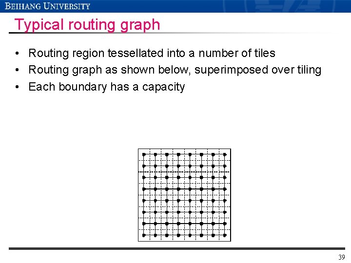 Typical routing graph • Routing region tessellated into a number of tiles • Routing Typical routing graph • Routing region tessellated into a number of tiles • Routing