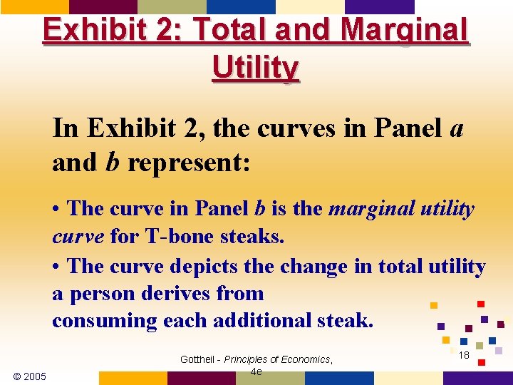 Exhibit 2: Total and Marginal Utility In Exhibit 2, the curves in Panel a
