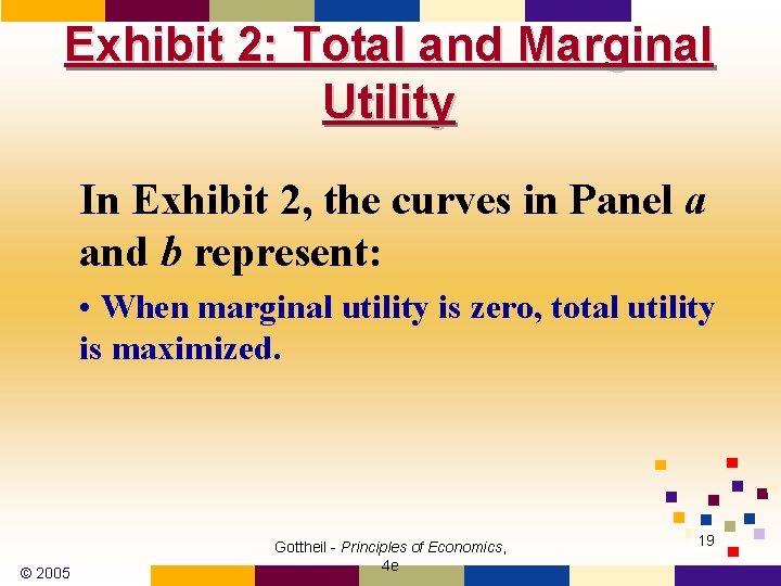 Exhibit 2: Total and Marginal Utility In Exhibit 2, the curves in Panel a