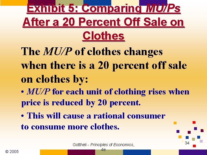 Exhibit 5: Comparing MU/Ps After a 20 Percent Off Sale on Clothes The MU/P