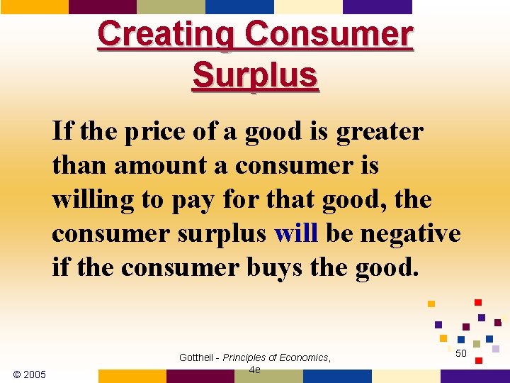 Creating Consumer Surplus If the price of a good is greater than amount a