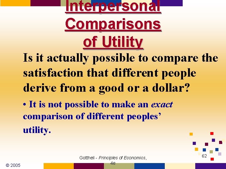 Interpersonal Comparisons of Utility Is it actually possible to compare the satisfaction that different