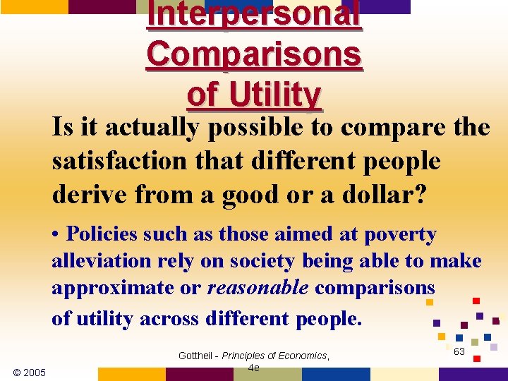 Interpersonal Comparisons of Utility Is it actually possible to compare the satisfaction that different