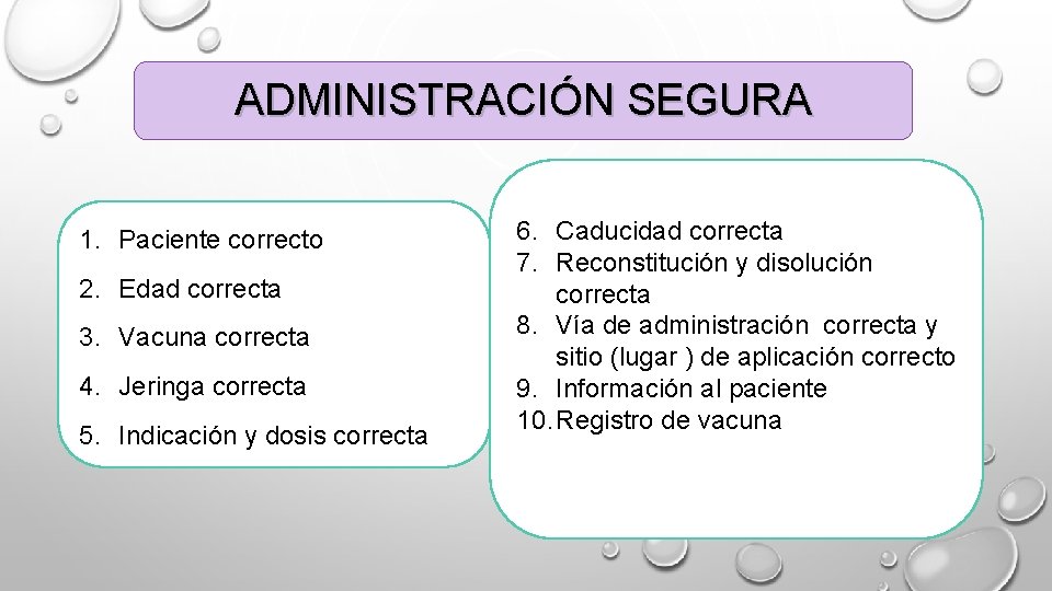 ADMINISTRACIÓN SEGURA 1. Paciente correcto 2. Edad correcta 3. Vacuna correcta 4. Jeringa correcta ADMINISTRACIÓN SEGURA 1. Paciente correcto 2. Edad correcta 3. Vacuna correcta 4. Jeringa correcta
