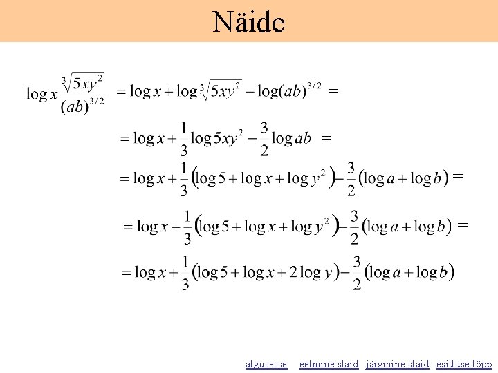 Näide = = algusesse eelmine slaid järgmine slaid esitluse lõpp 