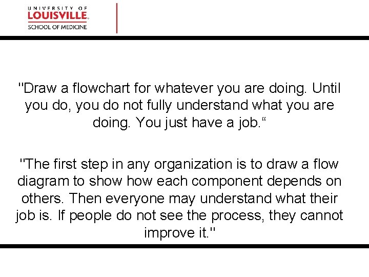 "Draw a flowchart for whatever you are doing. Until you do, you do not "Draw a flowchart for whatever you are doing. Until you do, you do not