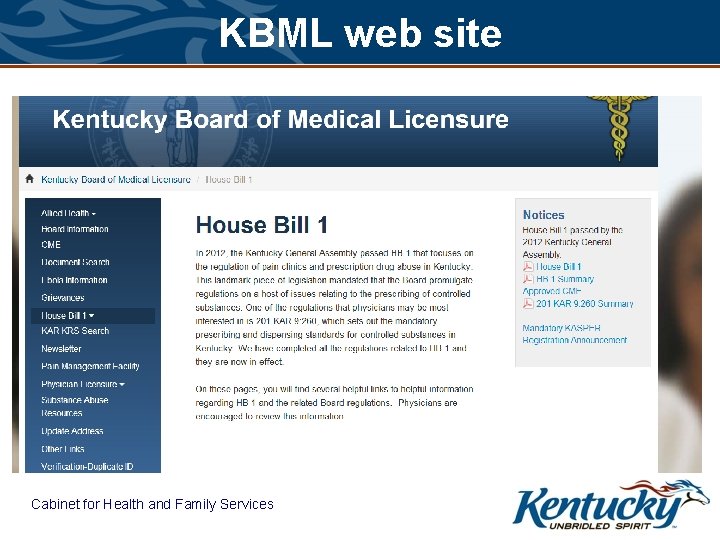 KBML web site Cabinet for Health and Family Services 