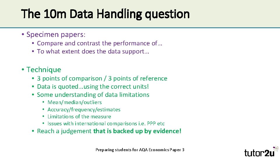 The 10 m Data Handling question • Specimen papers: • Compare and contrast the The 10 m Data Handling question • Specimen papers: • Compare and contrast the