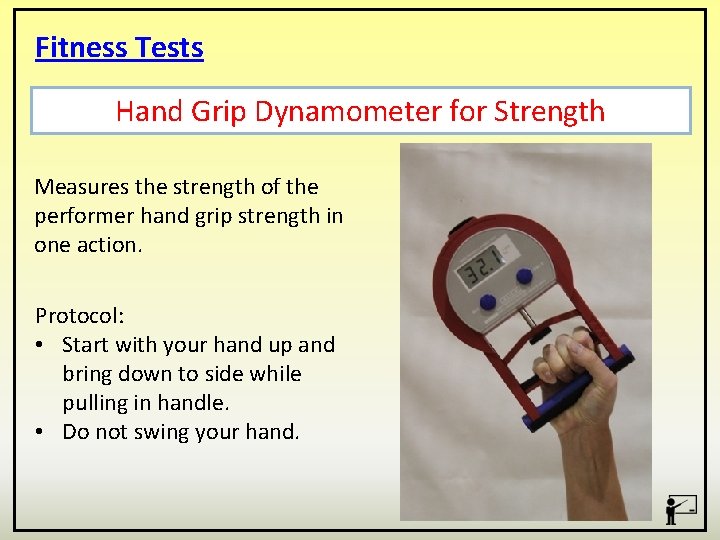 Fitness Tests Hand Grip Dynamometer for Strength Measures the strength of the performer hand