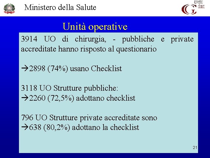 Ministero della Salute Unità operative 3914 UO di chirurgia, - pubbliche e private accreditate