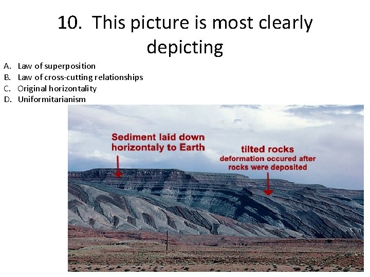 10. This picture is most clearly depicting A. B. C. D. Law of superposition