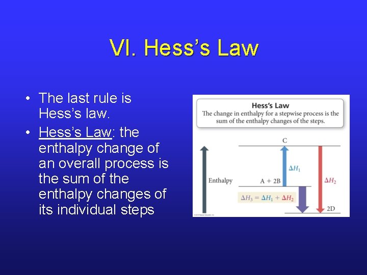 VI. Hess’s Law • The last rule is Hess’s law. • Hess’s Law: the VI. Hess’s Law • The last rule is Hess’s law. • Hess’s Law: the